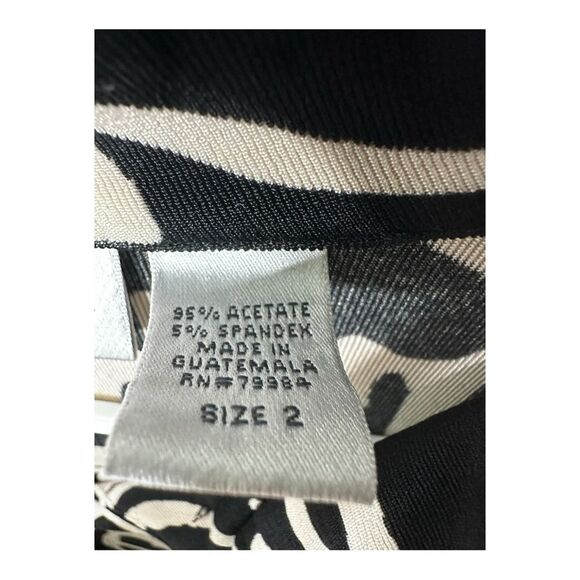 Chico's Travelers Dress Button Down 3/4 Sleeve Jersey Beige/ Black Size 2 large - Picture 3 of 9